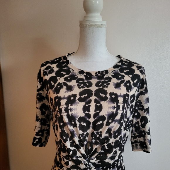Rebecca Taylor Kaleidoscope Leopard-Print Linen Dress Size Large - Picture 4 of 13